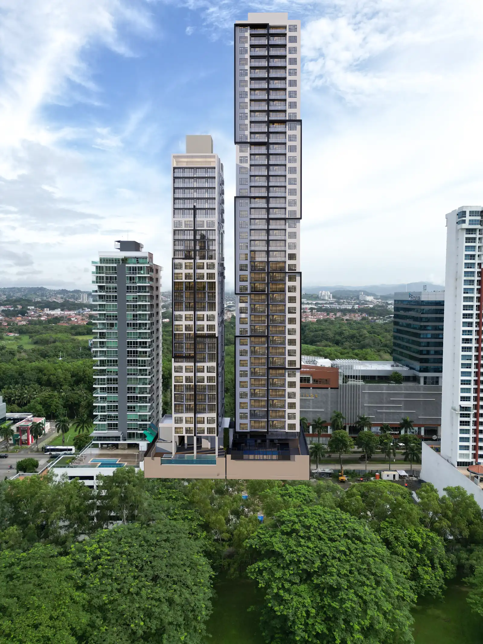 Las dos torres frente al parque
